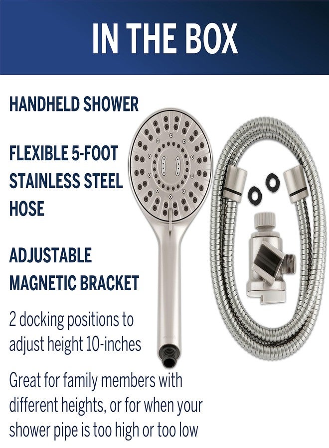 Waterpik Magnetic Dual Dock Adjustable Height Hand Held Shower Head With 5-Foot Metal Hose and PowerPulse Shower Massage, Brushed Nickel QMP-869ME - Image 4