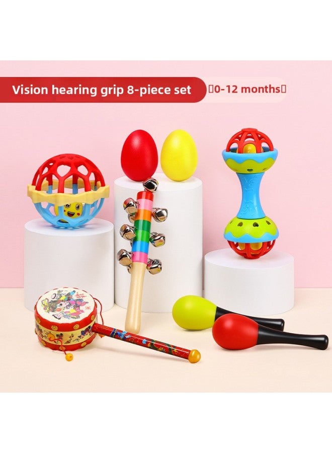 Baby Chasing Red Ball Vision Training Baby Hand Catch Ball Small Cloth Ball Toy Newborn Early Education 3 Months 2 Vision-Color:[Upgrade] Full Training 8-piece Set (0-12 Months) - Image 1