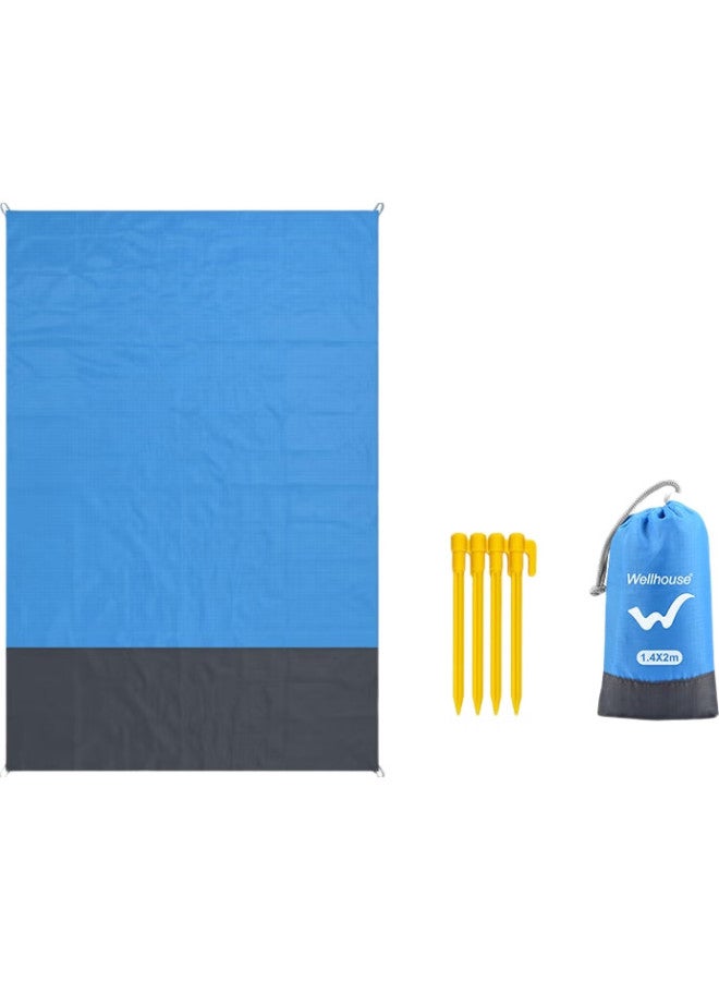 Wellhouse Outdoor Picnic Mat, Beach Seat, Thin Foldable Lightweight Storage Bag With Ground Stakes, Blue-Gray, 1.4*2M - Image 1