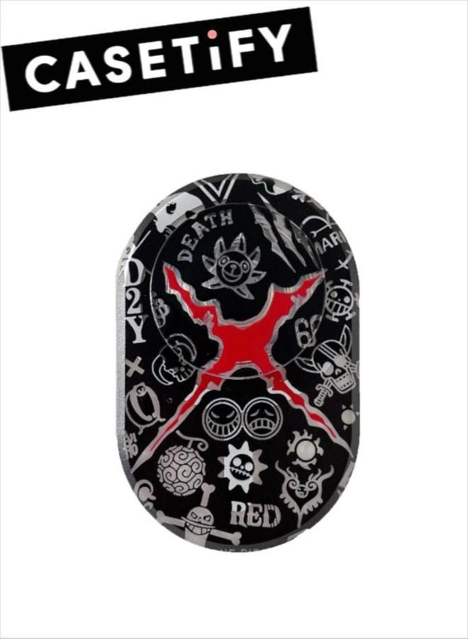 Casetify One Piece Logo Phone Grip Stand Compatible with MagSafe, MagSafe Phone Grip Holder, Wireless Charging Compatible Black/Red - Image 1