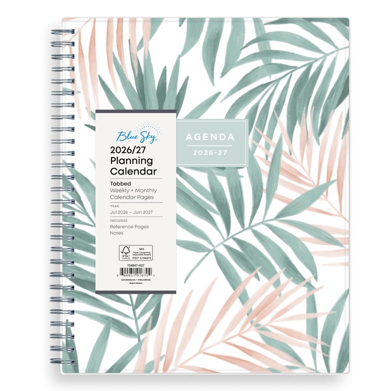 Blue Sky 2026-2027 Weekly and Monthly Academic Year Planner Calendar, July 2026 - June 2027, 8" x 10.875", Flexible Cover, Wirebound, Laminated Tabs, Seychelle - Image 1