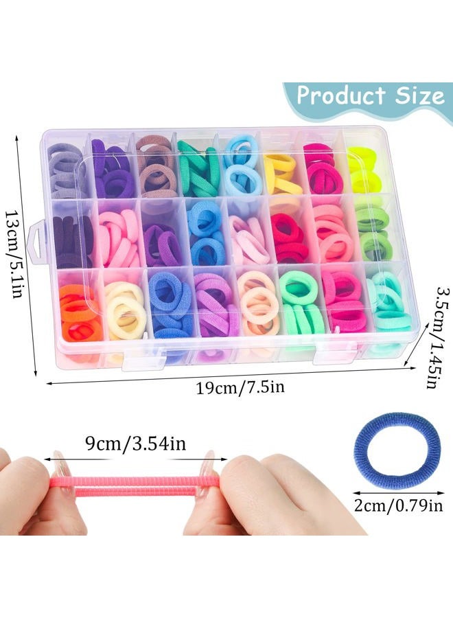 Pengxiaomei Baby Hair Ties, 200 Pcs Toddler Hair Ties with Organizer Box Colorful Cotton Seamless Hair Bands for Girls Kids Summer Gifts (24 Colors) - Image 2