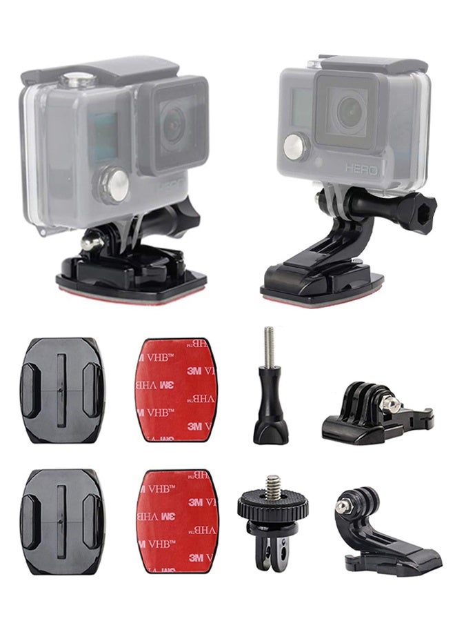 2 Sets Action Camera Accessories, Adhesived Curved & Flat Mounts with Buckle, 1/4 Screw Thread with Thumb Screw, Compatible with Insta360 ACE Pro/X3, Gopro Mounts and All Cameras