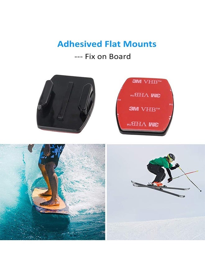 HY 2 Sets Action Camera Accessories, Adhesived Curved & Flat Mounts with Buckle, 1/4 Screw Thread with Thumb Screw, Compatible with Insta360 ACE Pro/X3, Gopro Mounts and All Cameras - Image 3