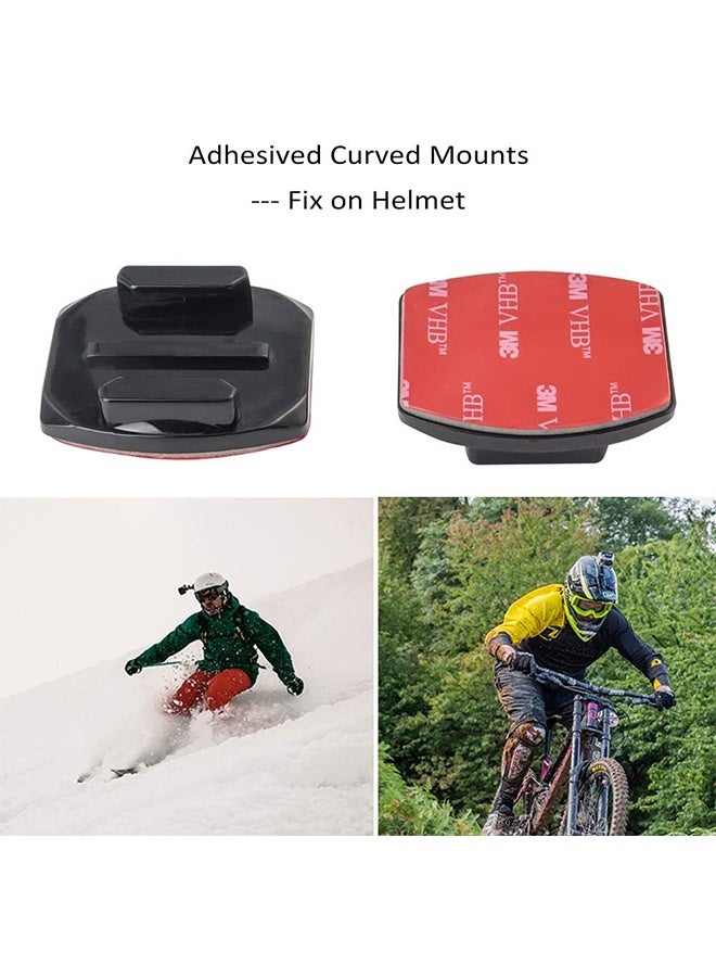 HY 2 Sets Action Camera Accessories, Adhesived Curved & Flat Mounts with Buckle, 1/4 Screw Thread with Thumb Screw, Compatible with Insta360 ACE Pro/X3, Gopro Mounts and All Cameras - Image 2