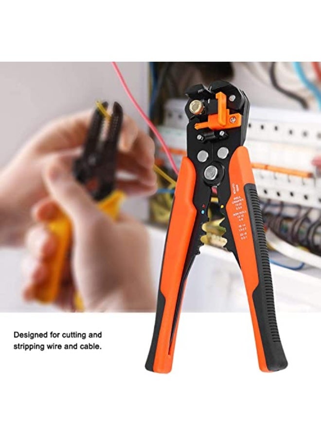 Multifunctional Cable Wire Stripper Cutter, Crimping Stripping Plier Tool, Self-adjusting 8" Automatic Wire Stripper/Cutting Pliers Tool for Wire Stripping, Cutting, Crimping (Orange) - Image 2