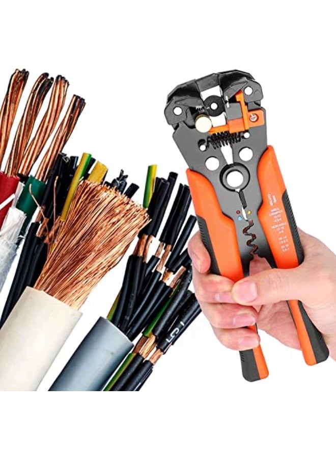 Multifunctional Cable Wire Stripper Cutter, Crimping Stripping Plier Tool, Self-adjusting 8" Automatic Wire Stripper/Cutting Pliers Tool for Wire Stripping, Cutting, Crimping (Orange) - Image 3