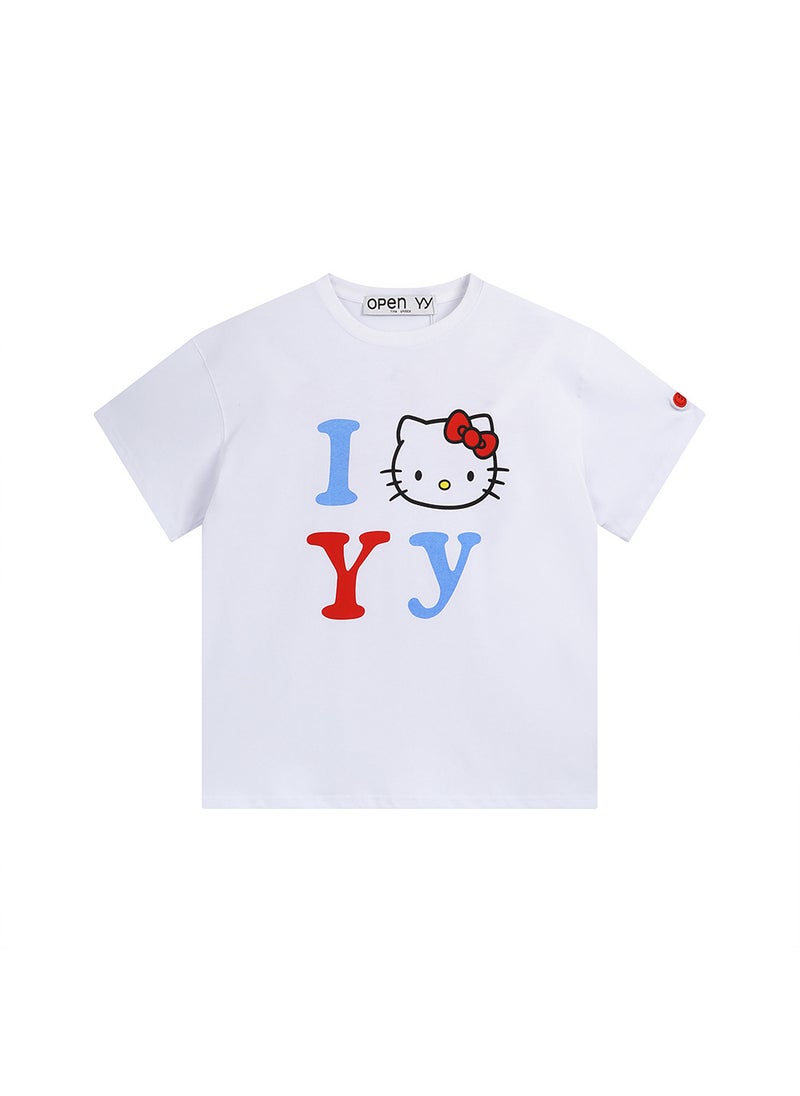Generic - Hello Kitty Unisex T-Shirt Letter Print Black - Image 1