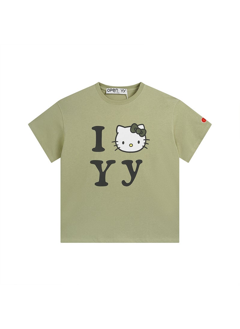 Generic - Hello Kitty Unisex T-Shirt Letter Print Black - Image 1