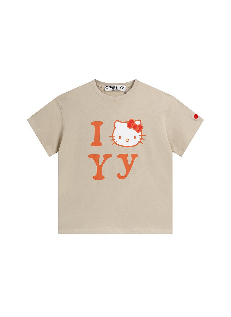 Generic - Hello Kitty Unisex T-Shirt Letter Print Black - Image 1
