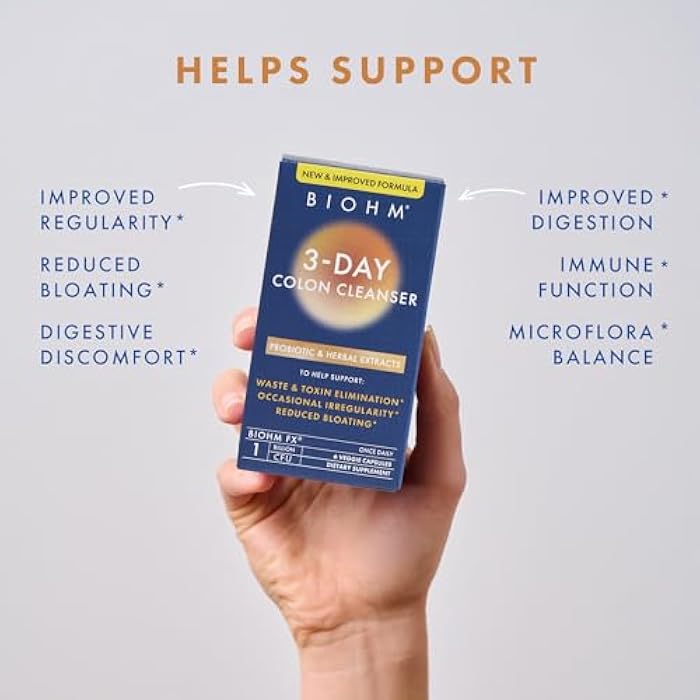 BIOHM 3 Day Colon Cleanse Detox with Probiotics & Herbal Extracts (6 Capsules, 3 Servings) Supports Constipation, Bloating Relief & Immune Health, Gut Cleanse for Men and Women, Non-GMO & Gluten-Free - Image 3