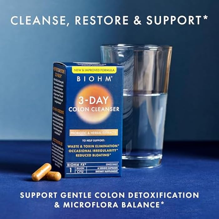 BIOHM 3 Day Colon Cleanse Detox with Probiotics & Herbal Extracts (6 Capsules, 3 Servings) Supports Constipation, Bloating Relief & Immune Health, Gut Cleanse for Men and Women, Non-GMO & Gluten-Free - Image 2
