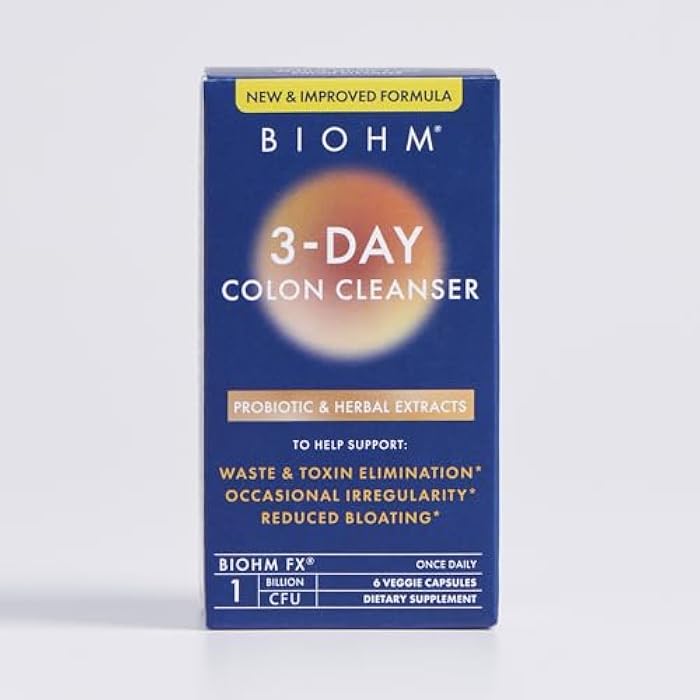 BIOHM 3 Day Colon Cleanse Detox with Probiotics & Herbal Extracts (6 Capsules, 3 Servings) Supports Constipation, Bloating Relief & Immune Health, Gut Cleanse for Men and Women, Non-GMO & Gluten-Free - Image 1