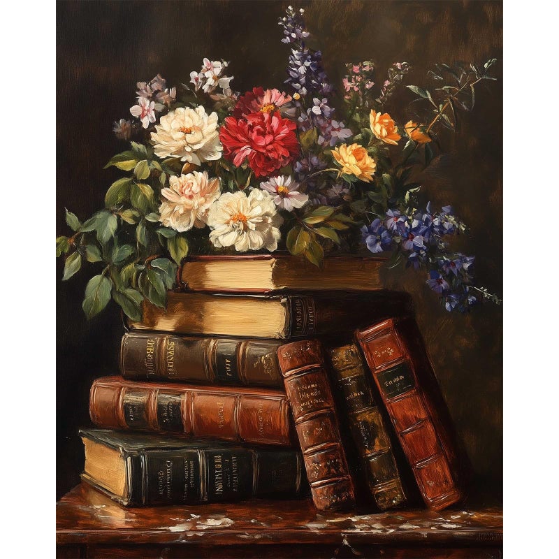 Xackcme Book Paint By Numbers For Adults - Paint By Number Flowers On Canvas Without Frame  Diy Vintage Oil Painting For Gift Home Wall Decor (16X20 Inch) - Image 1