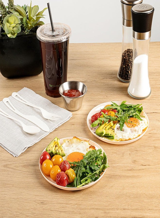 Restaurantware-Moderna 6.3 Inch Premium Disposable Plates, 40 Round Plastic Plates For Parties - Durable, Heavy-duty, Light Pink Plastic Dinner Plate, For Warm And Cold Foods, Ideal For Cafes - Image 5