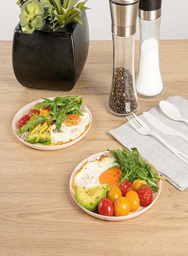 Restaurantware-Moderna 6.3 Inch Premium Disposable Plates, 40 Round Plastic Plates For Parties - Durable, Heavy-duty, Light Pink Plastic Dinner Plate, For Warm And Cold Foods, Ideal For Cafes - Image 3