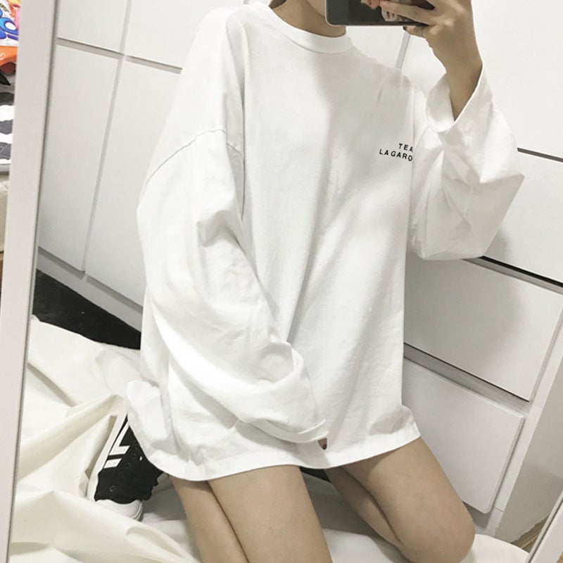 Super Hot Long Sleeve T-Shirt Base Shirt Women's 2022 Spring and Autumn New All-match Korean Style Loose Printed Letter Top ins Trendy - Image 2