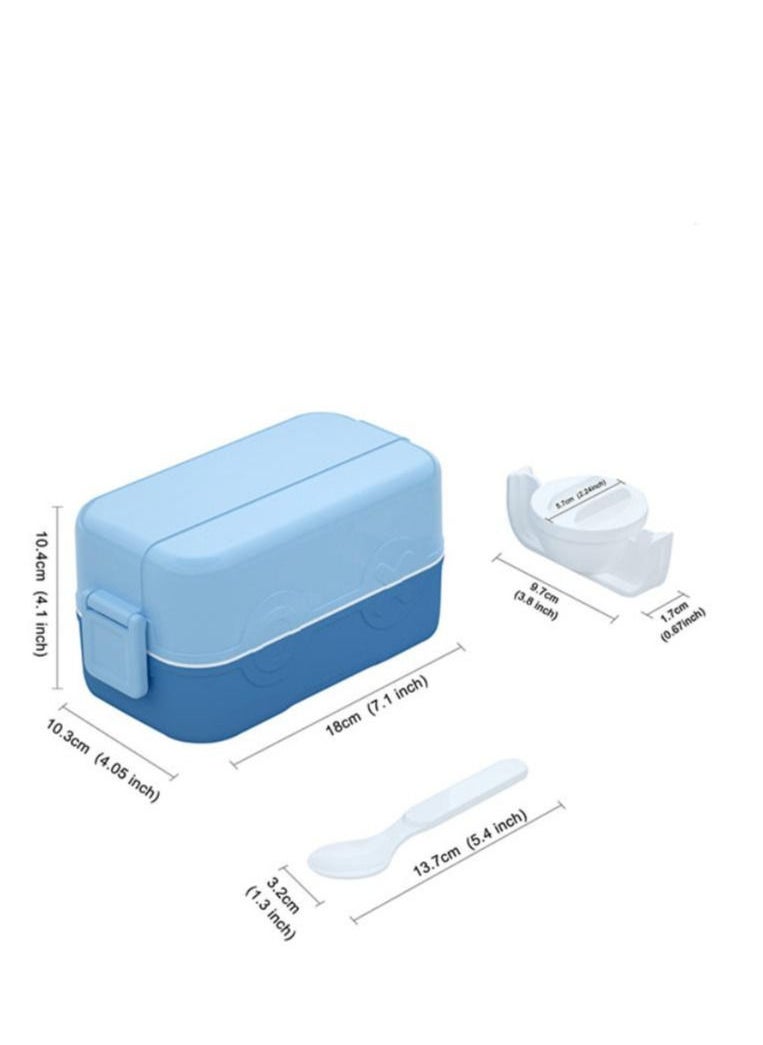 XiuWoo - Double Fresh-Keeping Bento Box Set Leak-Proof Lunch Box-Blue - Image 1