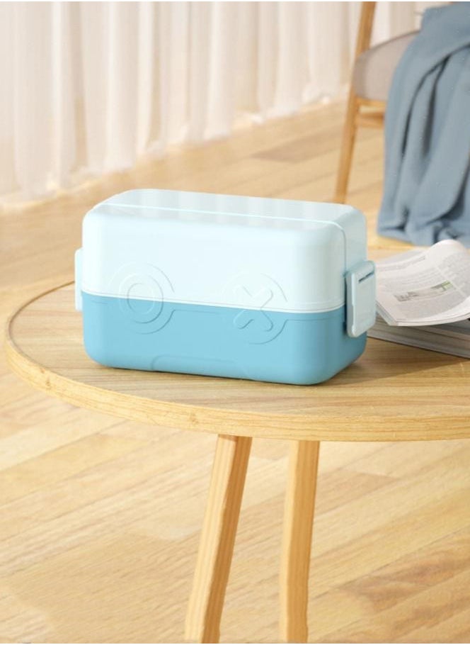 XiuWoo - Double Fresh-Keeping Bento Box Set Leak-Proof Lunch Box-Blue - Image 1