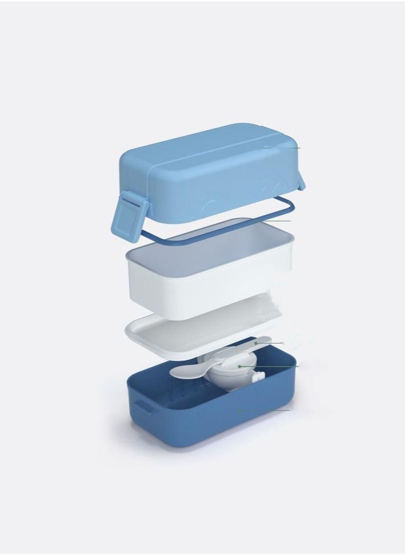 XiuWoo - Double Fresh-Keeping Bento Box Set Leak-Proof Lunch Box-Blue - Image 1