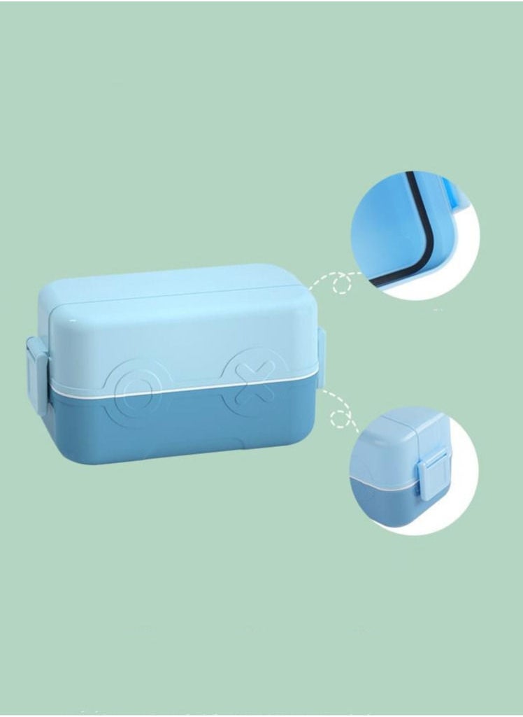 XiuWoo - Double Fresh-Keeping Bento Box Set Leak-Proof Lunch Box-Blue - Image 1
