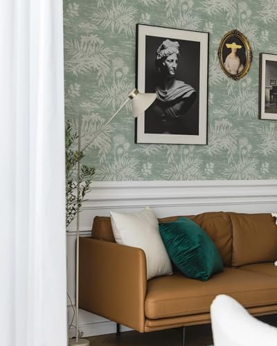 Naphite Floral Peel and Stick Wallpaper Vintage Leaf Botanical Dark Green Contact Paper for Cabinets Drawers Boho Self Adhesive Removable Wallpaper for Bedroom Waterproof Shelf Liner 17.3inW 78.7inL - Image 2