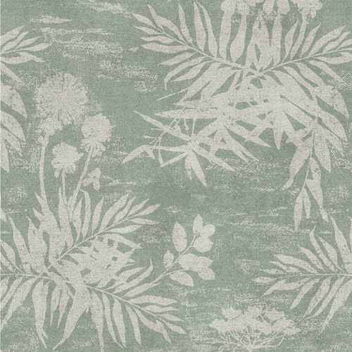 Naphite Floral Peel and Stick Wallpaper Vintage Leaf Botanical Dark Green Contact Paper for Cabinets Drawers Boho Self Adhesive Removable Wallpaper for Bedroom Waterproof Shelf Liner 17.3inW 78.7inL - Image 1