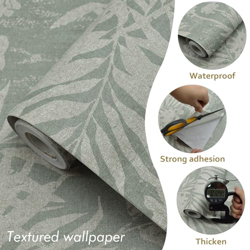 Naphite Floral Peel and Stick Wallpaper Vintage Leaf Botanical Dark Green Contact Paper for Cabinets Drawers Boho Self Adhesive Removable Wallpaper for Bedroom Waterproof Shelf Liner 17.3inW 78.7inL - Image 4