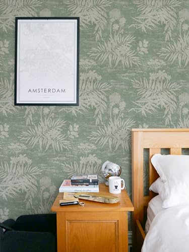 Naphite Floral Peel and Stick Wallpaper Vintage Leaf Botanical Dark Green Contact Paper for Cabinets Drawers Boho Self Adhesive Removable Wallpaper for Bedroom Waterproof Shelf Liner 17.3inW 78.7inL - Image 3