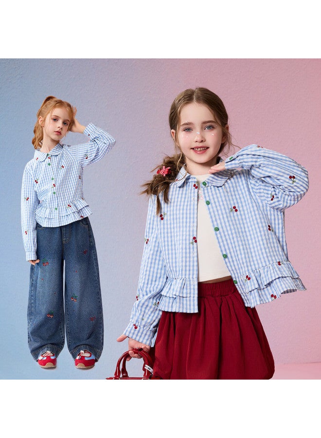 Ask Junior Kids Pants  Spring New Fashion Embroidered Denim Jeans Girls Slight Flared Casual Skin-friendly Trousers - Image 4