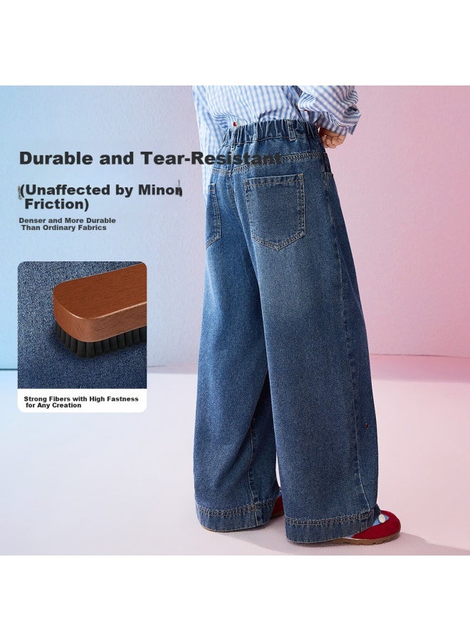 Ask Junior Kids Pants  Spring New Fashion Embroidered Denim Jeans Girls Slight Flared Casual Skin-friendly Trousers - Image 2