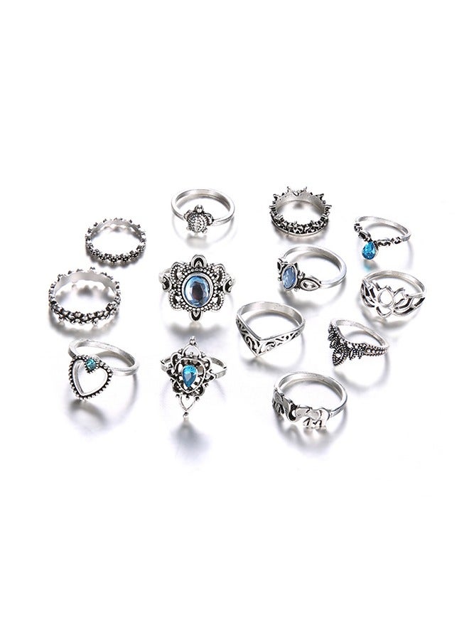 13 Piece Ring set, Vintage setting, Carved crown star gemstone - Image 1