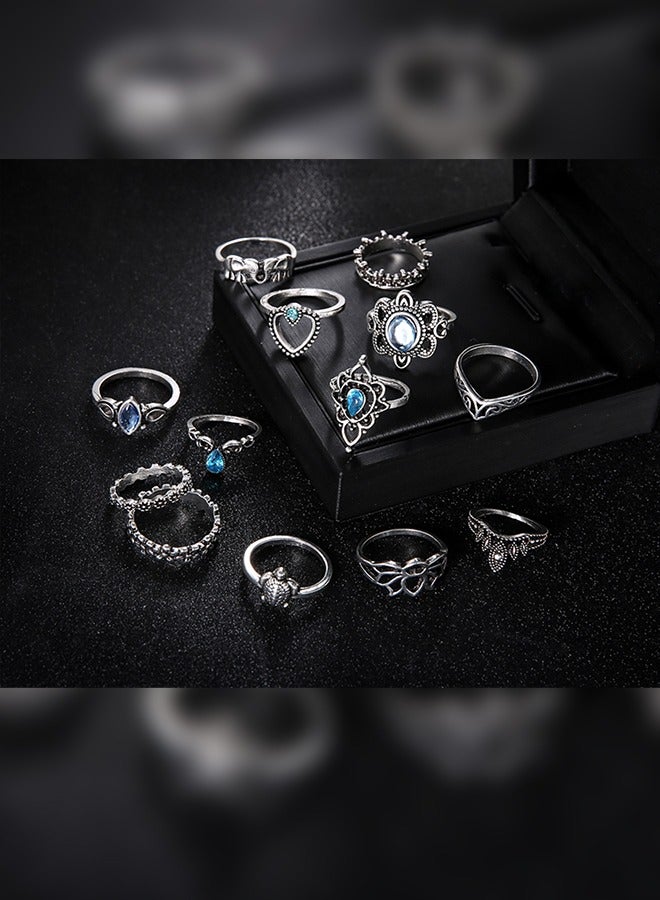 13 Piece Ring set, Vintage setting, Carved crown star gemstone - Image 2