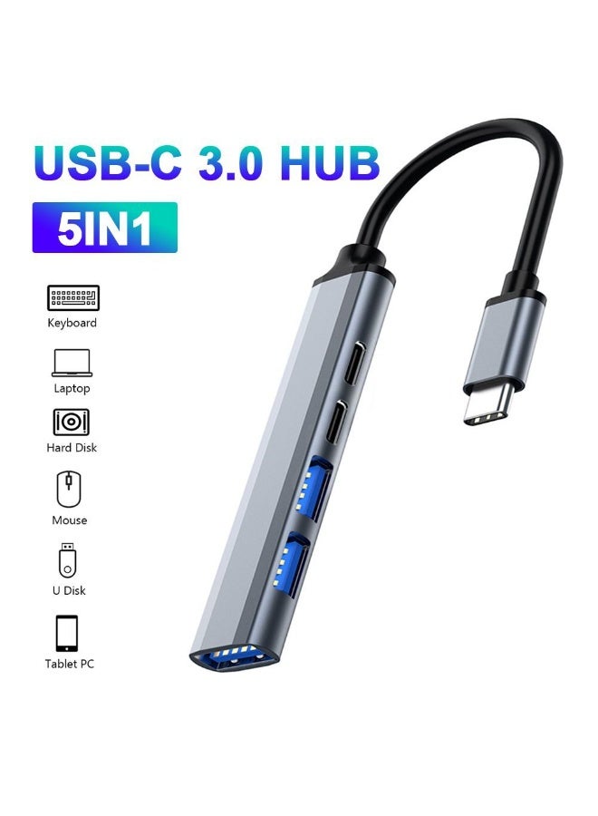 ANSTY UA-04 5-in-1 USB-C Hub - High-Speed USB 3.0 & 2.0 Ports, Compact Design for Laptops and Tablets. - Image 2