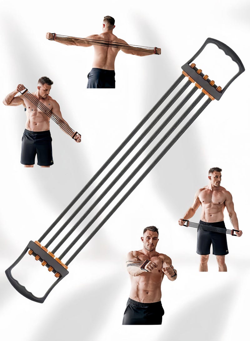 حِرَاس 5 قطع أربطة مقاومة عالية القوة لممارسة الرياضة - مشدات قابلة للسحب لتمارين القوة، تدريب الصدر والذراع، تمارين التمدد للكتف والظهر - معدات لياقة بدنية (لون أسود) - Image 1