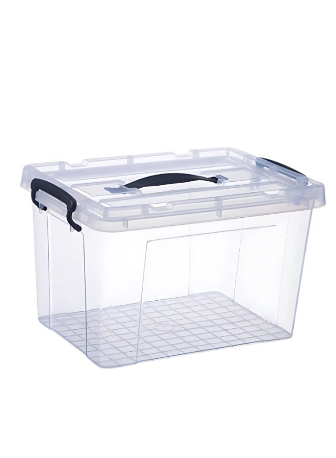 Marcolo Storage Box with Lid 6L | Clear Stackable Plastic Organizer with Secure Locks and Handle