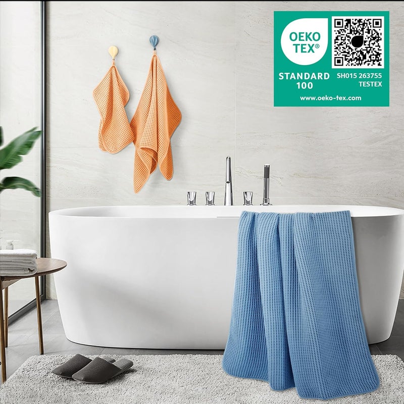 Polyte Oversize, 60 x 30 in., Quick Dry Lint Free Microfiber Bath Towel Set, 6 Piece (Waffle Weave) - Image 2