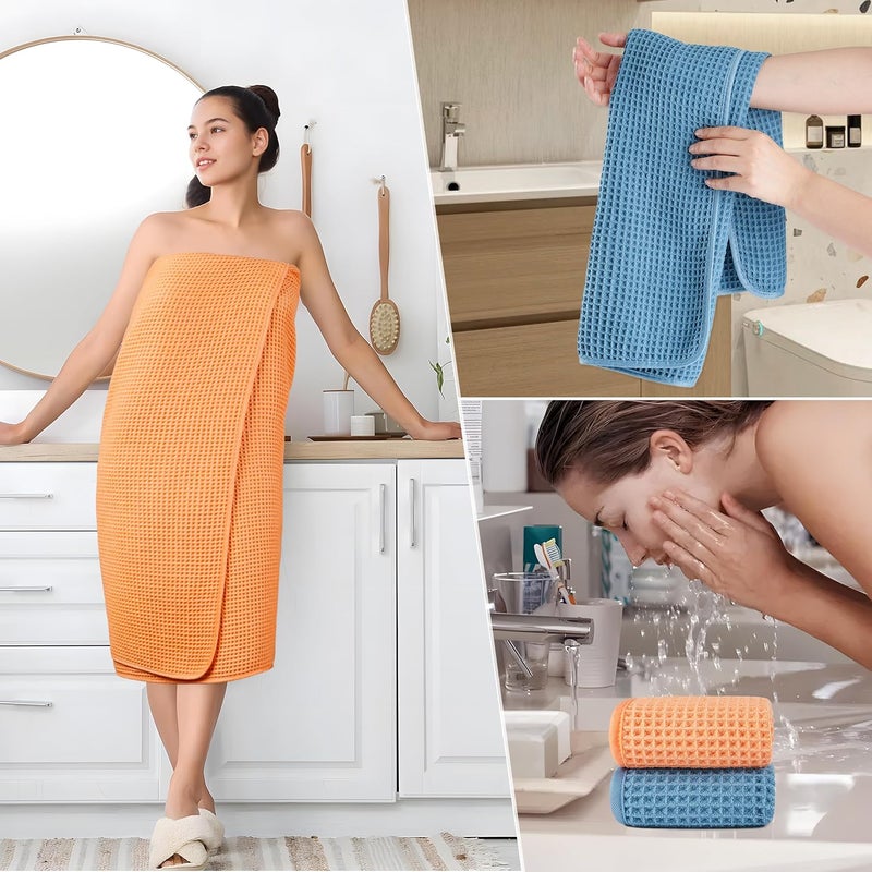 Polyte Oversize, 60 x 30 in., Quick Dry Lint Free Microfiber Bath Towel Set, 6 Piece (Waffle Weave) - Image 4