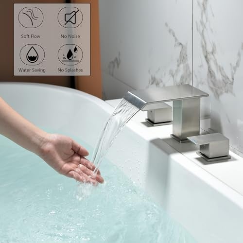 BEIYI 2 Handle Deck Mount Tub Faucet, Roman Bathtub Faucet Set Brushed Nickel High Flow Garden Bath Tub Faucet - Image 3