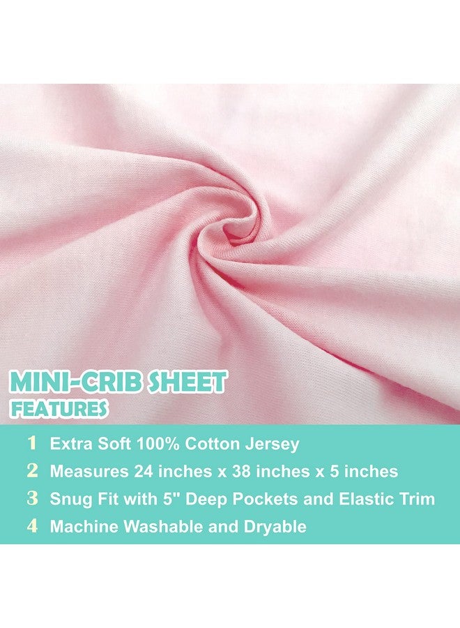 TL Care TL Care Supreme 100% Natural Cotton Jersey Knit Mini Crib Sheet, Pink, 24" x 38", Soft Breathable, for Girls - Image 4