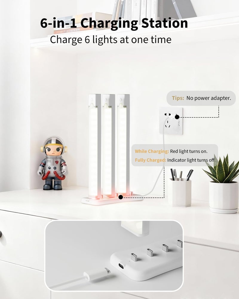 Rihvy 3-Pack Under Cabinet Lighting 8-Inch Rechargeable Motion Sensor Light Indoor 3 Color Dimmable Closet Light, USB Stick on LED Magnetic Under Counter Lights for Kitchen Stair - Image 3