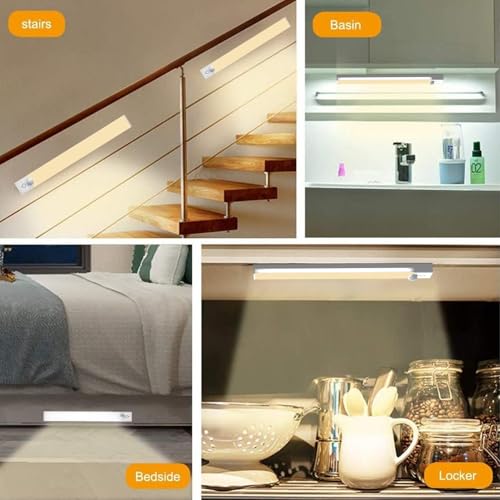 Rihvy 3-Pack Under Cabinet Lighting 8-Inch Rechargeable Motion Sensor Light Indoor 3 Color Dimmable Closet Light, USB Stick on LED Magnetic Under Counter Lights for Kitchen Stair - Image 4