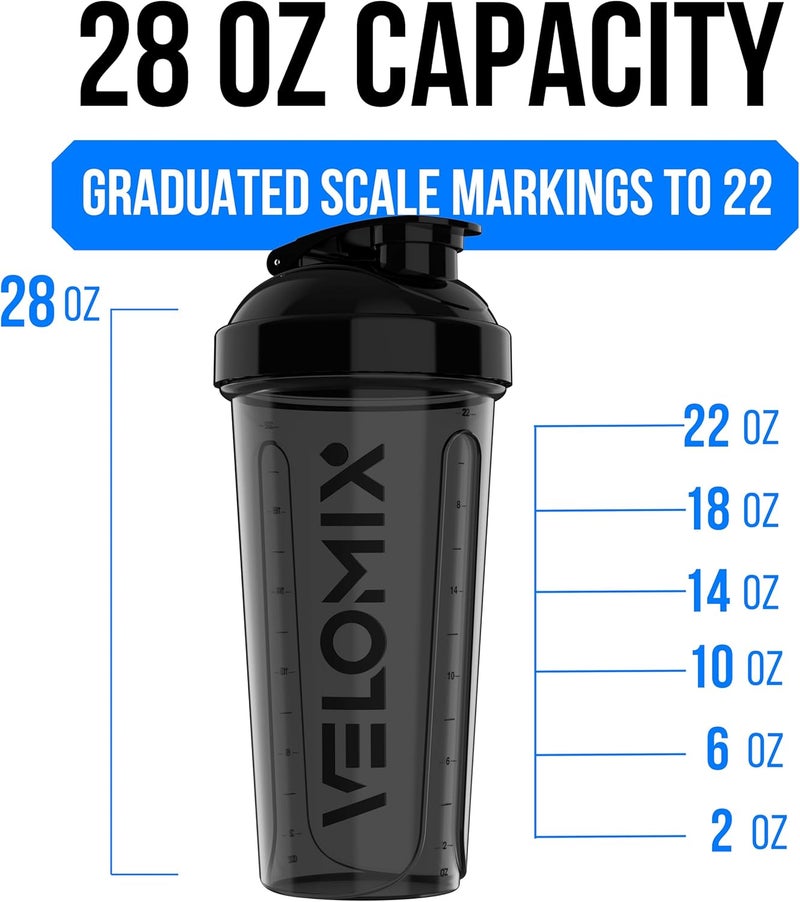 VELOMIX -8 PACK- 28 oz Protein Shaker Bottle for Protein Mixes - 8x Wire Whisk | Leak Proof Shaker Cups for Protein Shakes | Stackable Protein Shaker Bottle Pack | Dishwasher Safe - Image 4