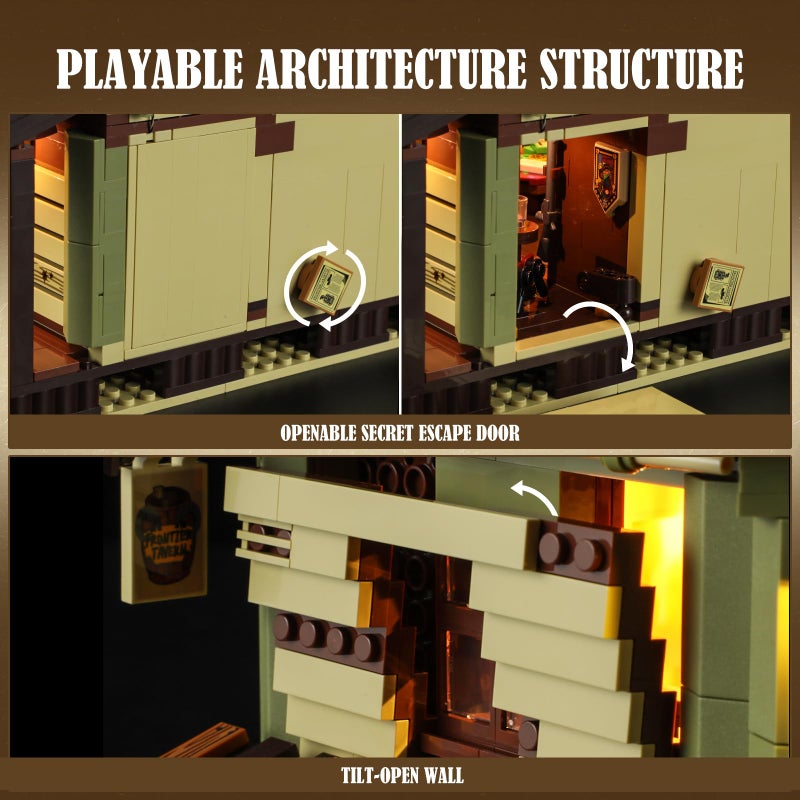FUNWHOLE Western-Saloon Lighting Building-Bricks Set - The Old West Saloon LED Light Construction Building Model Set 2026 Pcs for Adults and Teen - Image 3