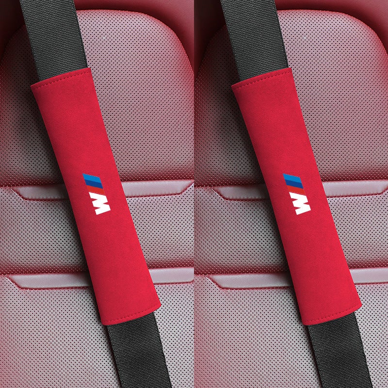 Generic BMW M Suede Seat Belt Covers Car Interior Mod BMW M [Red Style - 2 pieces] - Domestic suede shoulder pads 