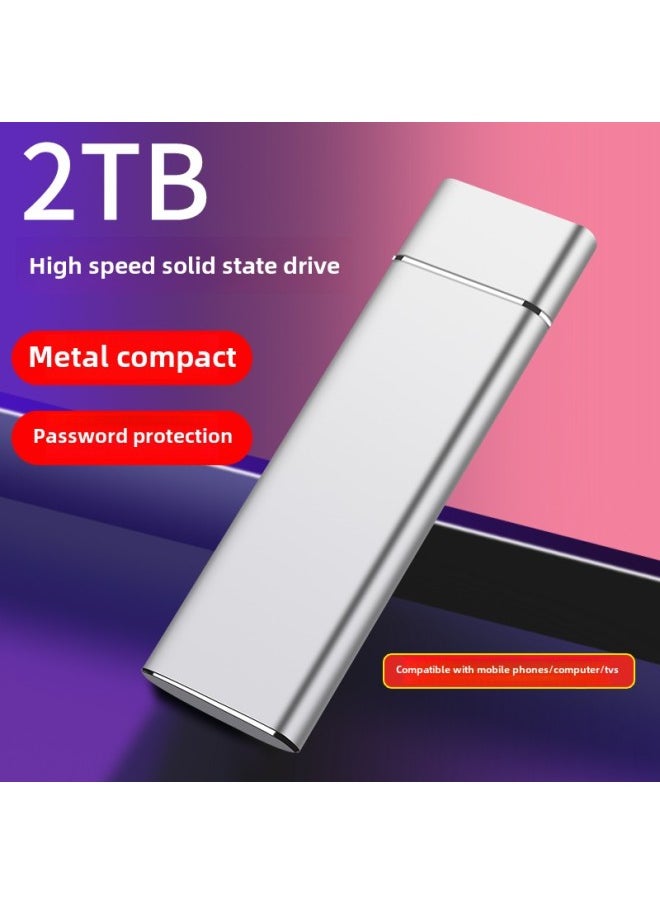 Generic Mobile Hard Disk 2T High Speed 1tb Mechanical Disk Large Capacity External 2TB Solid State Storage Mobile Phone Computer Encrypted Hard Disk-Capacity:500gb-type-c High-speed Transmission-Interface:Star Silver + 3.1 Interface With Strong Compatibility  - Image 1