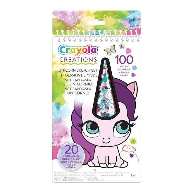 Crayola Creations Unicorn Sketch Set, Creative Craft Kit, Stickers Included, Glitter Glue and Air-Dry Clay, 8 Years+, Multicolor - 120 Pieces - Image 1