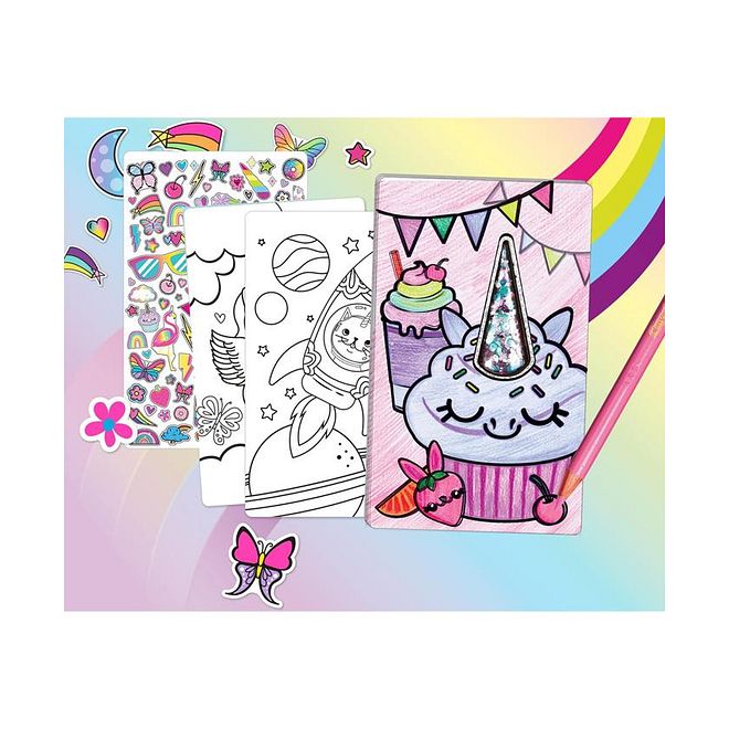 Crayola Creations Unicorn Sketch Set, Creative Craft Kit, Stickers Included, Glitter Glue and Air-Dry Clay, 8 Years+, Multicolor - 120 Pieces - Image 2