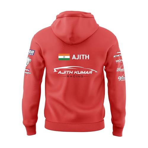 DUDEME Ajith Kumar Racing Hoodie for Men & Women Motorsport Ajith Racing Hoodies Red | Cotton Hoodie - Image 3