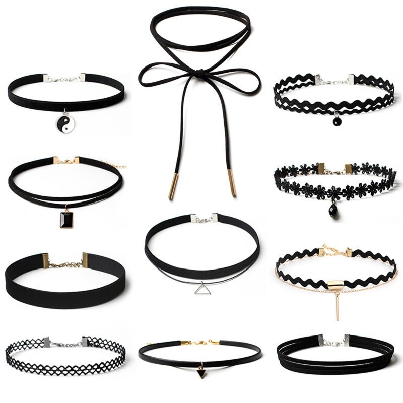 Gothic Choker: Black Multilayer Leather Lace Velvet Hollow Flower - Sexy Alluring Design Fashion Necklace for Dating, Parties, Daily Wear & Gift Giving - Image 1